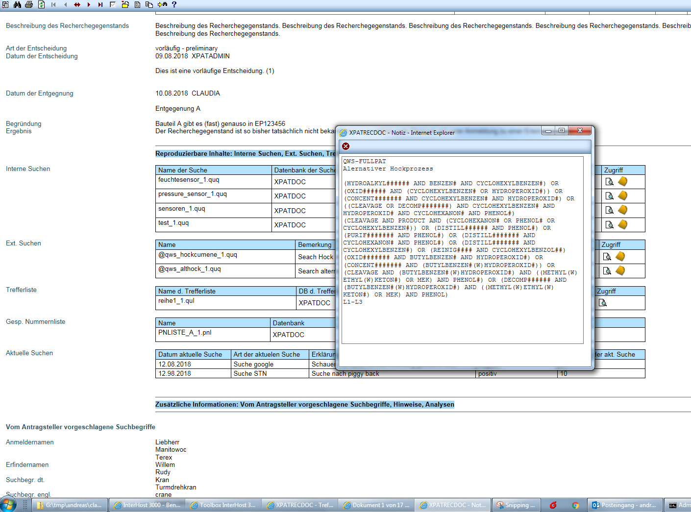 XPAT<sup>®</sup> RecDoc Screenshot Dokumentationsdokument XPAT<sup>®</sup> RecDoc Screenshot Dokumentationsdokument